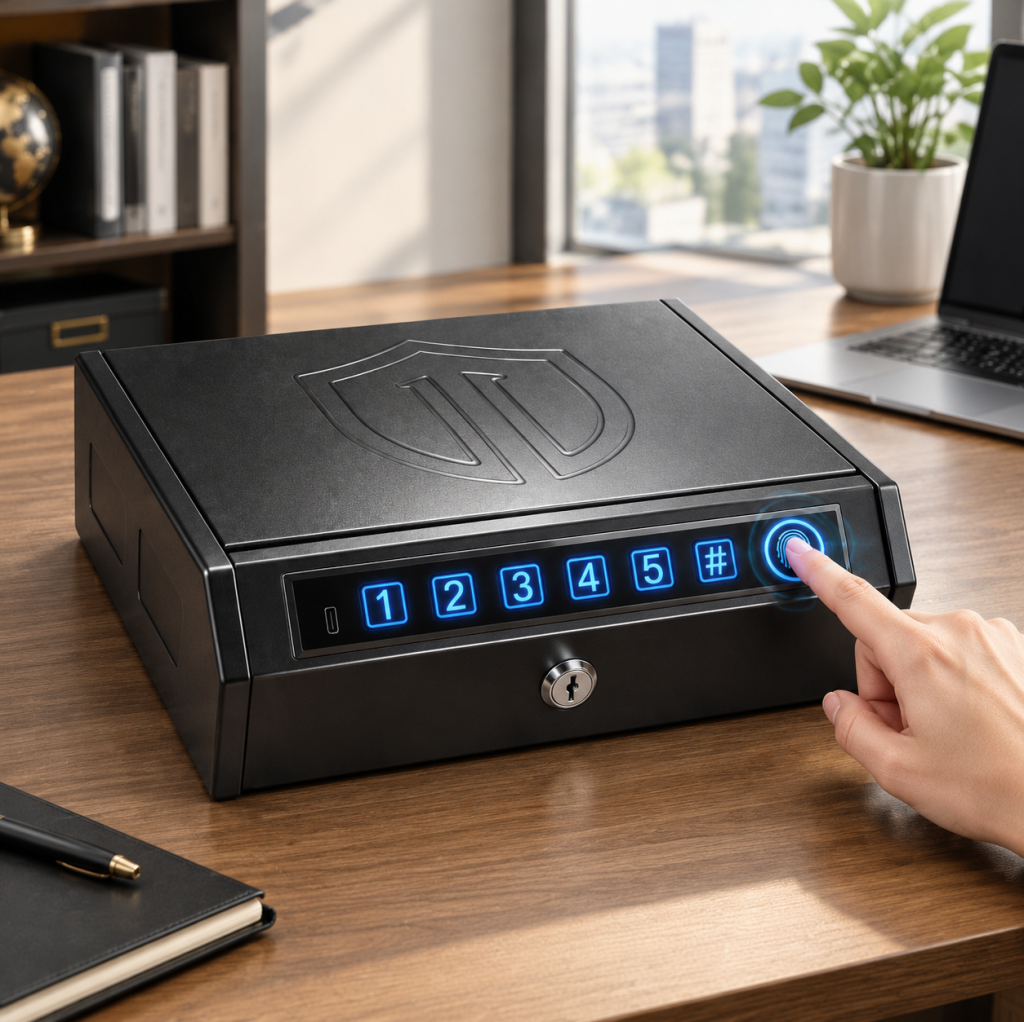 Biometric Gun Safe Manual Keys Pin Keypad Fingerprint Lock Handgun Storage Box