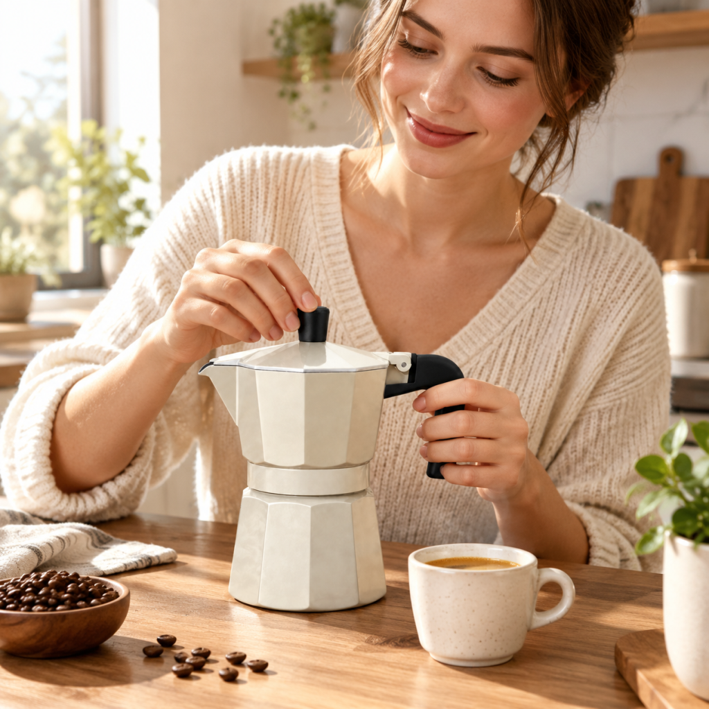 Stove Top Italian Coffee Maker Moka Pot 100ML Espresso Latte Percolator Portable