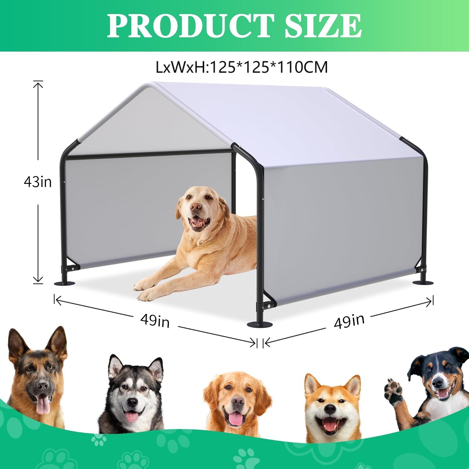 Dogs Canopy Rain Shelter Pet Sunshade Tent Detachable UV Protection Awning