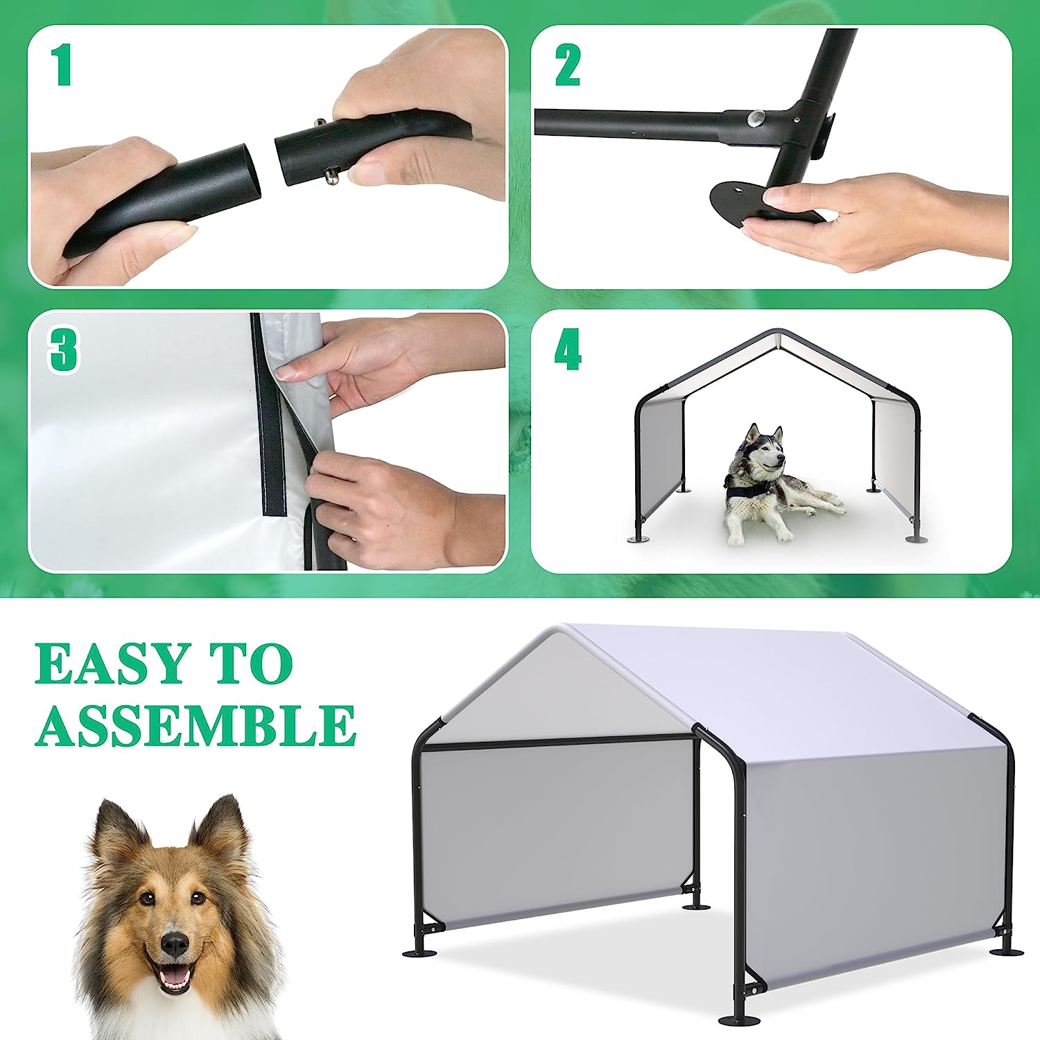 Dogs Canopy Rain Shelter Pet Sunshade Tent Detachable UV Protection Awning