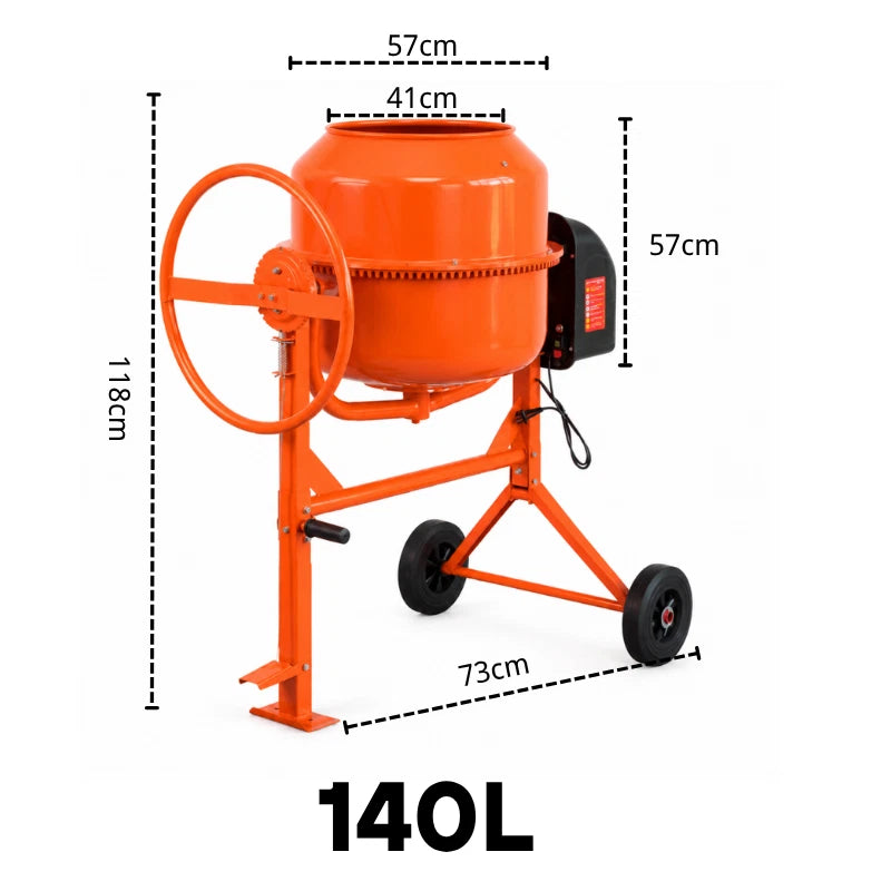 70/140L Portable Electric Concrete Cement Mixer Sand Gravel Mortar Construction