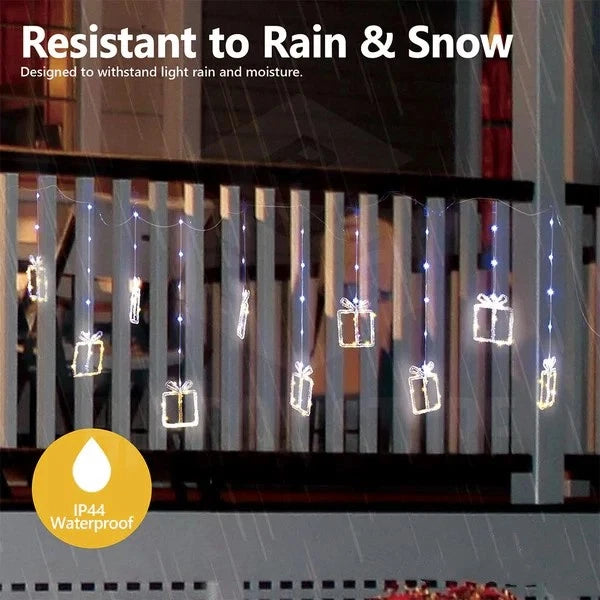 5M Christmas Lights Icicle String Light with Hanging Gift Box 160 LED Waterproof