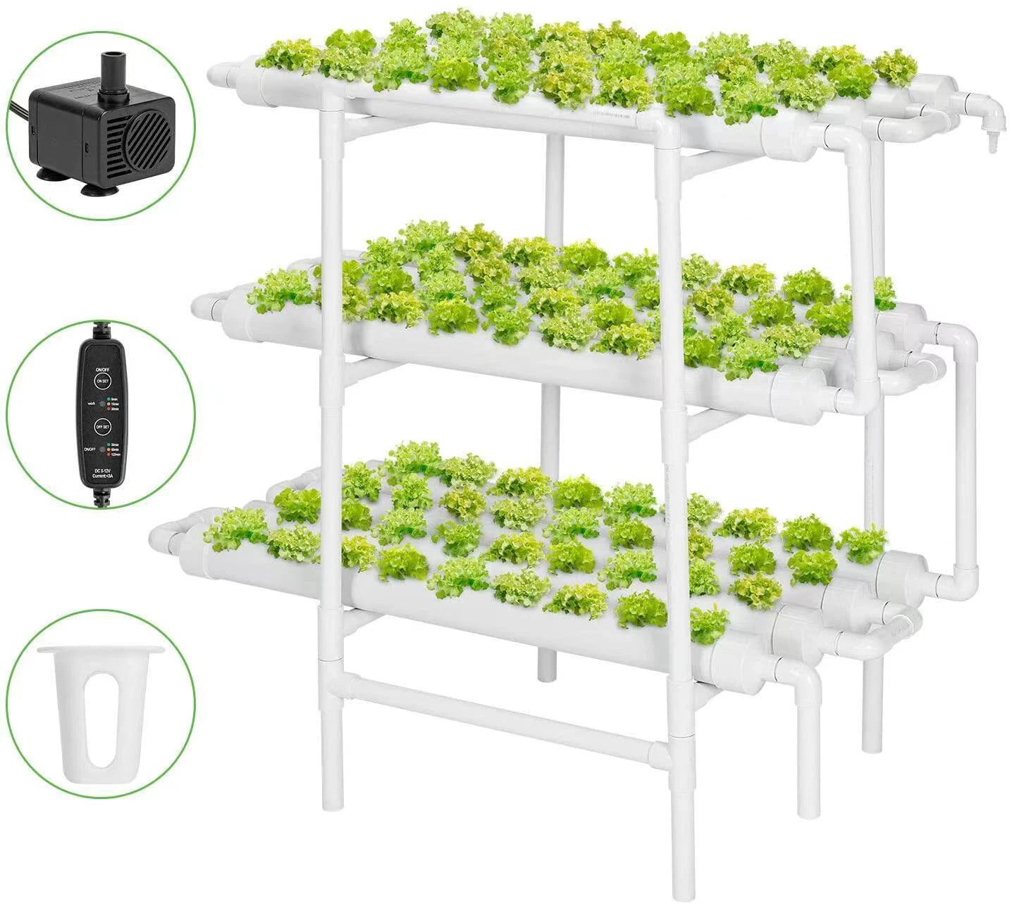 45/90/108/144 Sites Hydroponic NFT Grow System with Timer Water Tank Vegetable Planting Kit