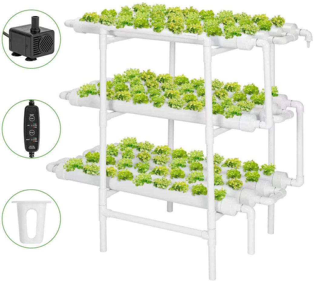 45/90/108/144 Sites Hydroponic NFT Grow System with Timer Water Tank Vegetable Planting Kit