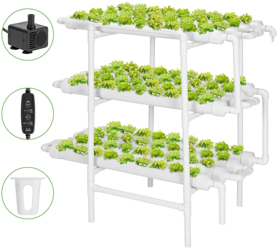 45/90/108/144 Sites Hydroponic NFT Grow System with Timer Water Tank Vegetable Planting Kit