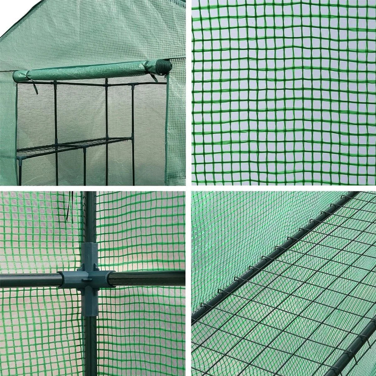 Greenhouse Garden Storage Shed Walk in Tunnel Green House 8 Shelves 2x1.5x1.5M
