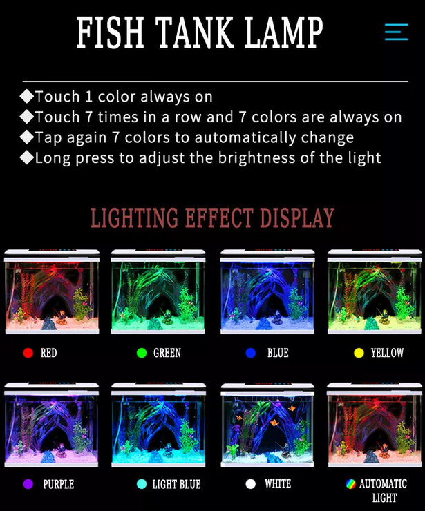 Aquarium Fish Tank LED Light Silent LCD Display Complete Set 44L