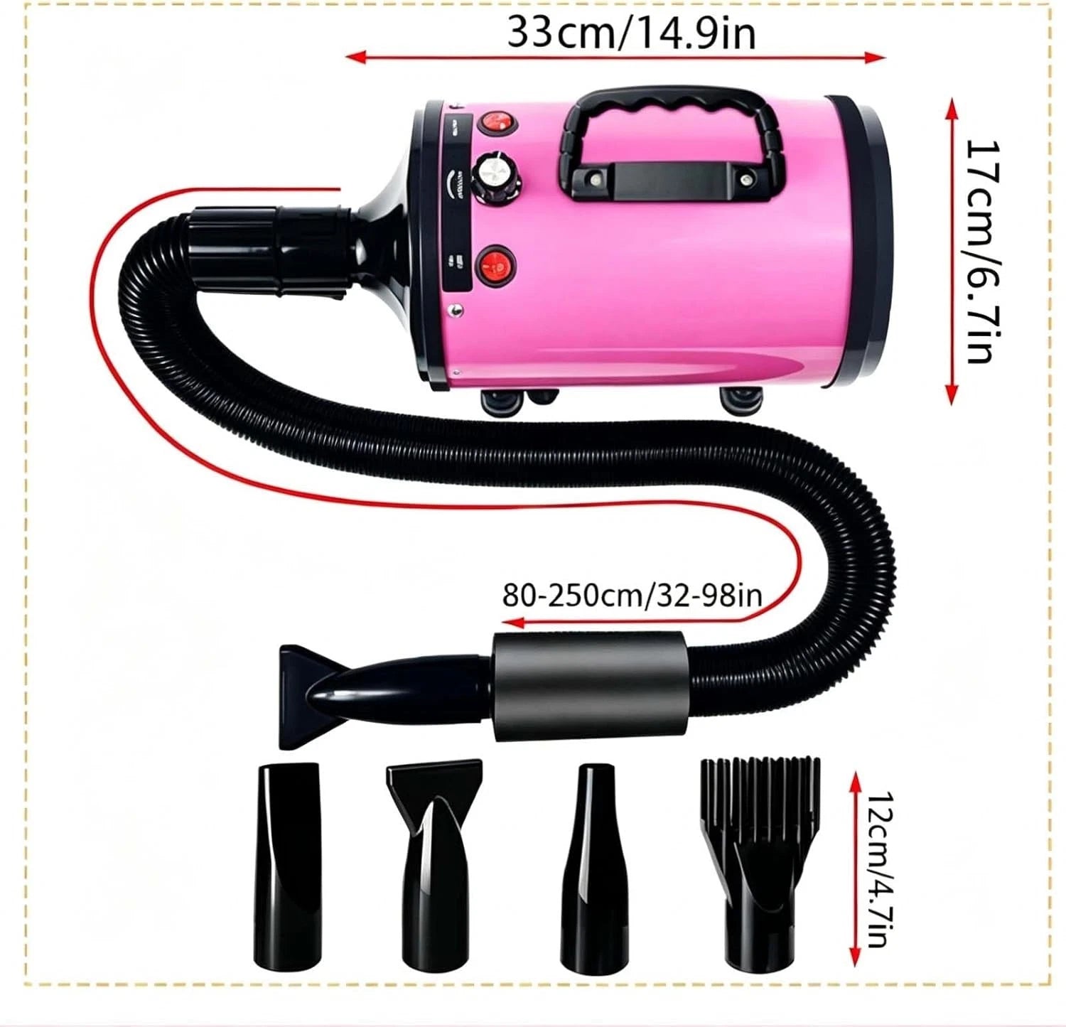 3200W Pet Hair Dryer Hairdryer Dog Cat Grooming Blower Blaster Heater Adjustable