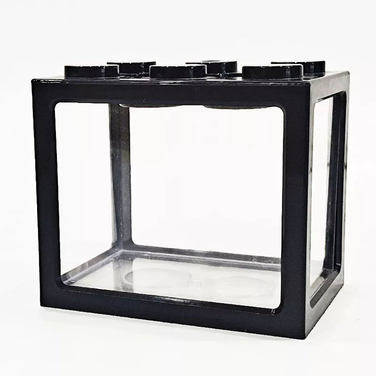 1L Mini Aquarium Lego Block Desktop Small Clear Betta Fish Tank LED Li