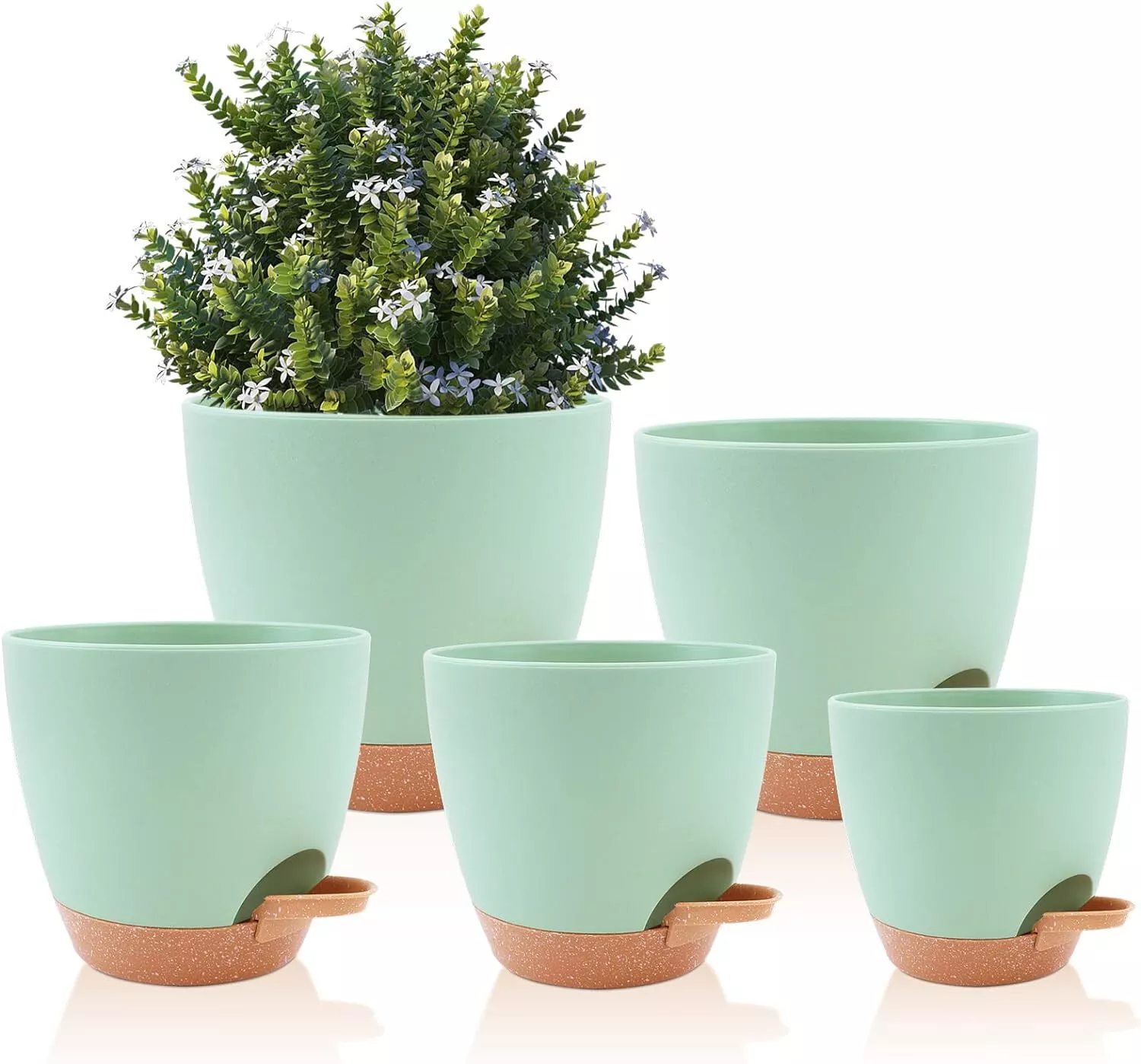 5 PCS Plant Pots Self Watering Planters with Drainage Hole Flower Succulents Pots