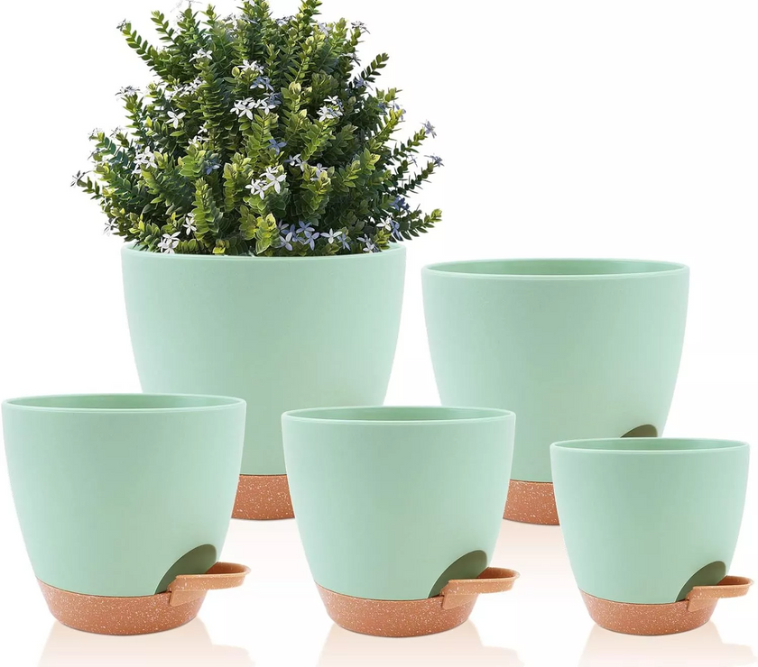 5 PCS Plant Pots Self Watering Planters with Drainage Hole Flower Succulents Pots