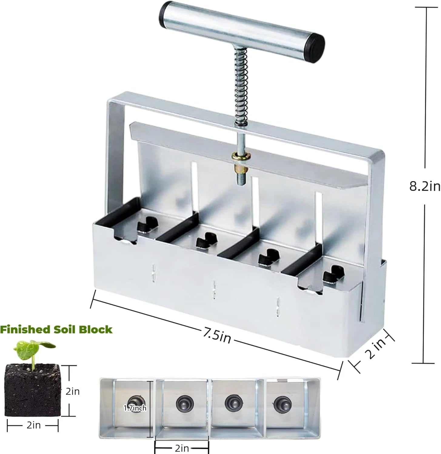 4 Cell Soil Blocker Seed Starting Tool Manual Garden Propagation Maker for Seedlings