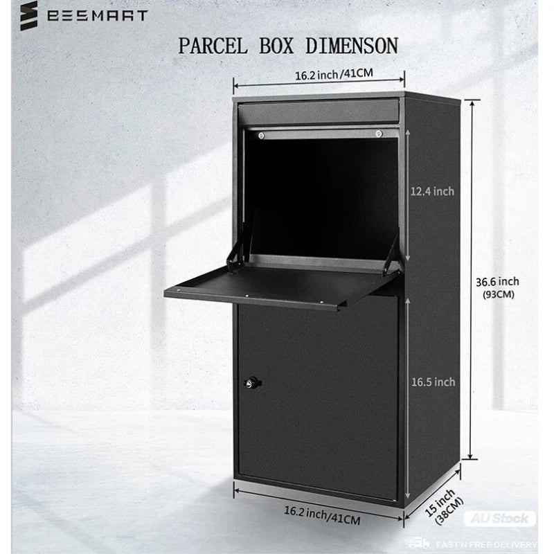 XL Package Delivery Box Galvanized Steel Parcel Drop Box Outside Parcel Mailbox