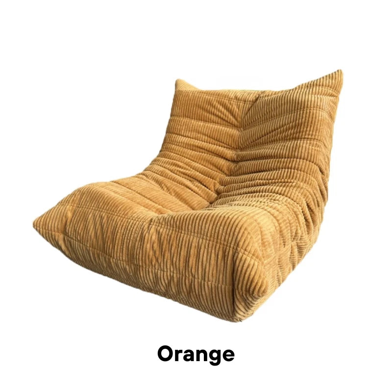 Single Bean Bag Chair Togo Style Lazy Sofa Foam Recliner Caterpillar Couch