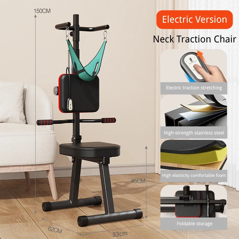 Neck Stretcher Spine Traction Chair Cervical Pain Relief Hammock Home Gym Use
