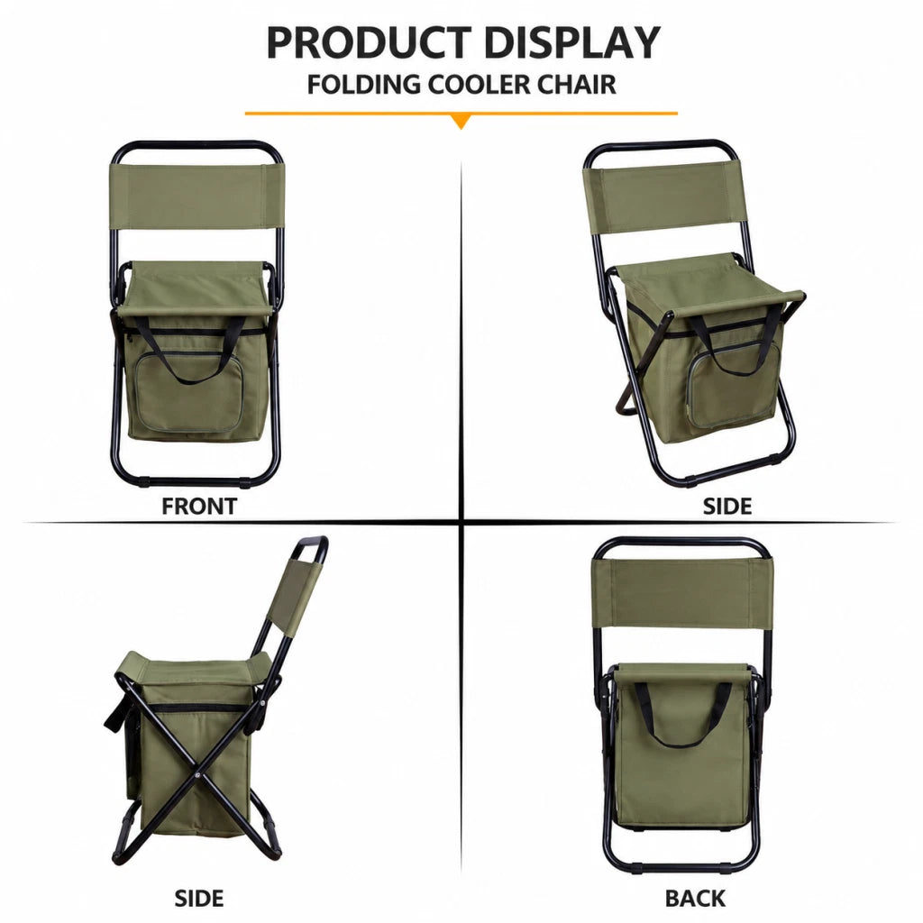 Folding Backpack Chair Camping Stool Cooler Bag Rucksack Fishing Beach Portable