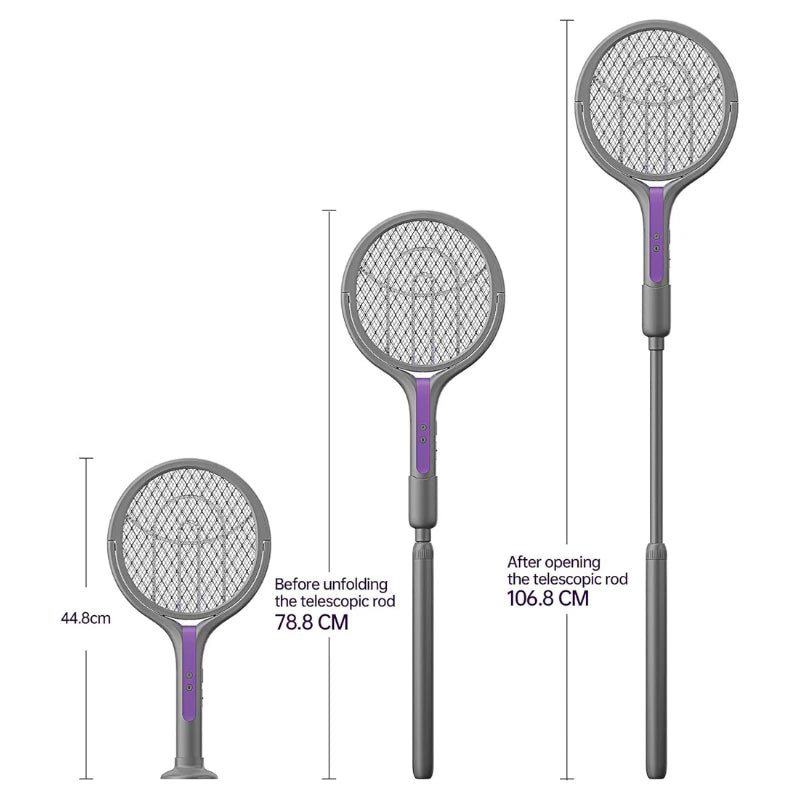 3 In 1 Electric USB Rechargable Racket Fly Swatter Mosquito Insect Killer Zapper