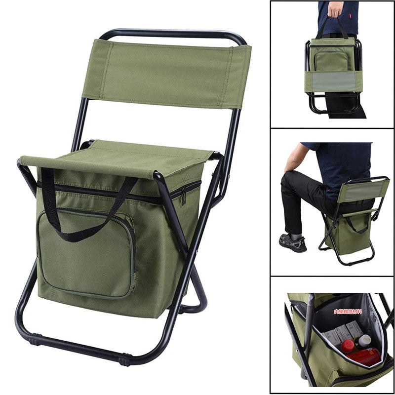 Folding Backpack Chair Camping Stool Cooler Bag Rucksack Fishing Beach Portable