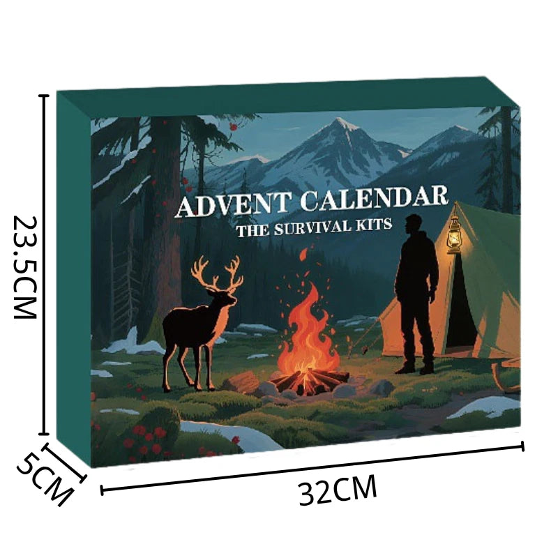 24pc Survival Advent Calendar Gift Box Outdoor Tool First Aid Kit Camping Hiking