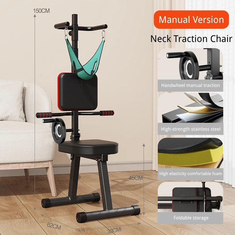 Neck Stretcher Spine Traction Chair Cervical Pain Relief Hammock Home Gym Use