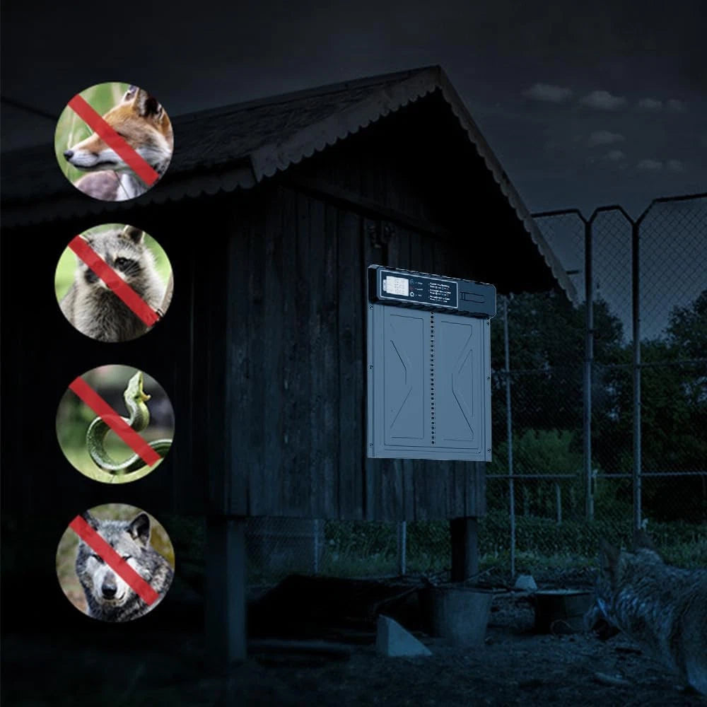 Large Chicken Coop Door Opener Automatic Timer Auto Light Sensor Remote Control
