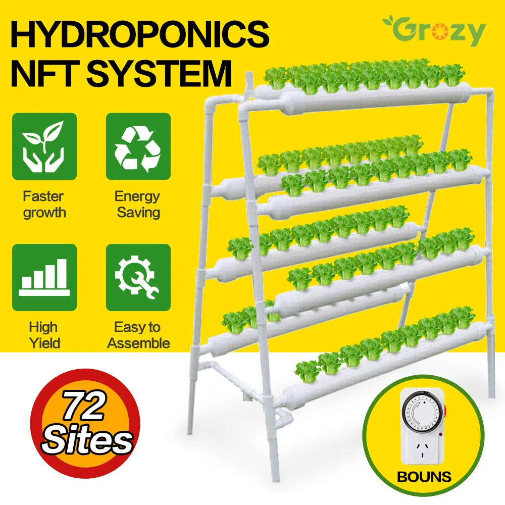 36/72 Plant Sites Aeroponics Hydroponic Grow Kit NFT System for Vegetables & Herbs