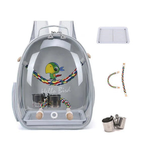 Portable Bird Carrier Cage Backpack Travel Parrot Bag Outdoor Clear Ventilated