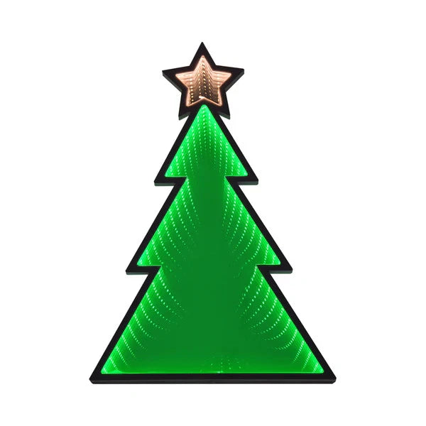 Infinity LED Mirror Light Christmas Tree 48cm Illuminated Display 3D Decoration