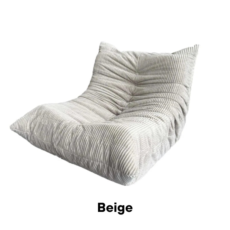 Single Bean Bag Chair Togo Style Lazy Sofa Foam Recliner Caterpillar Couch