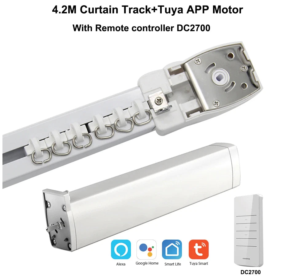 Smart Electric Curtain Track WiFi Motorised Curtain Rail System with Remote Control