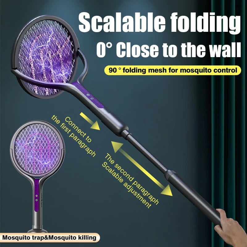 3 In 1 Electric USB Rechargable Racket Fly Swatter Mosquito Insect Killer Zapper