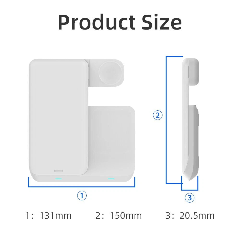 3 in 1 Wireless Charger Dock 15W Fast Charging Station For iPhone Watch Air pods