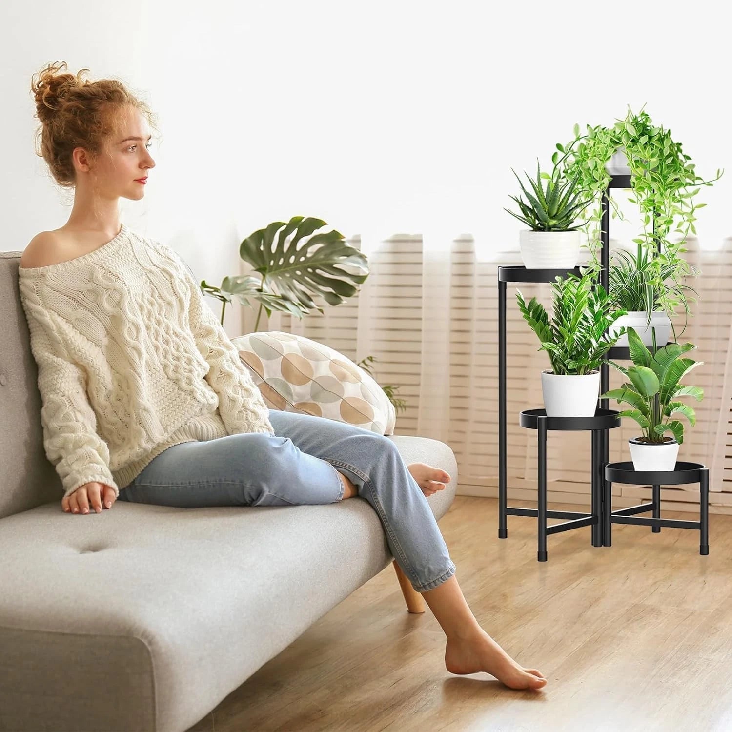 5 Tier Metal Plant Stand Foldable Shelf Flower Pot Holder Garden Balcony Outdoor