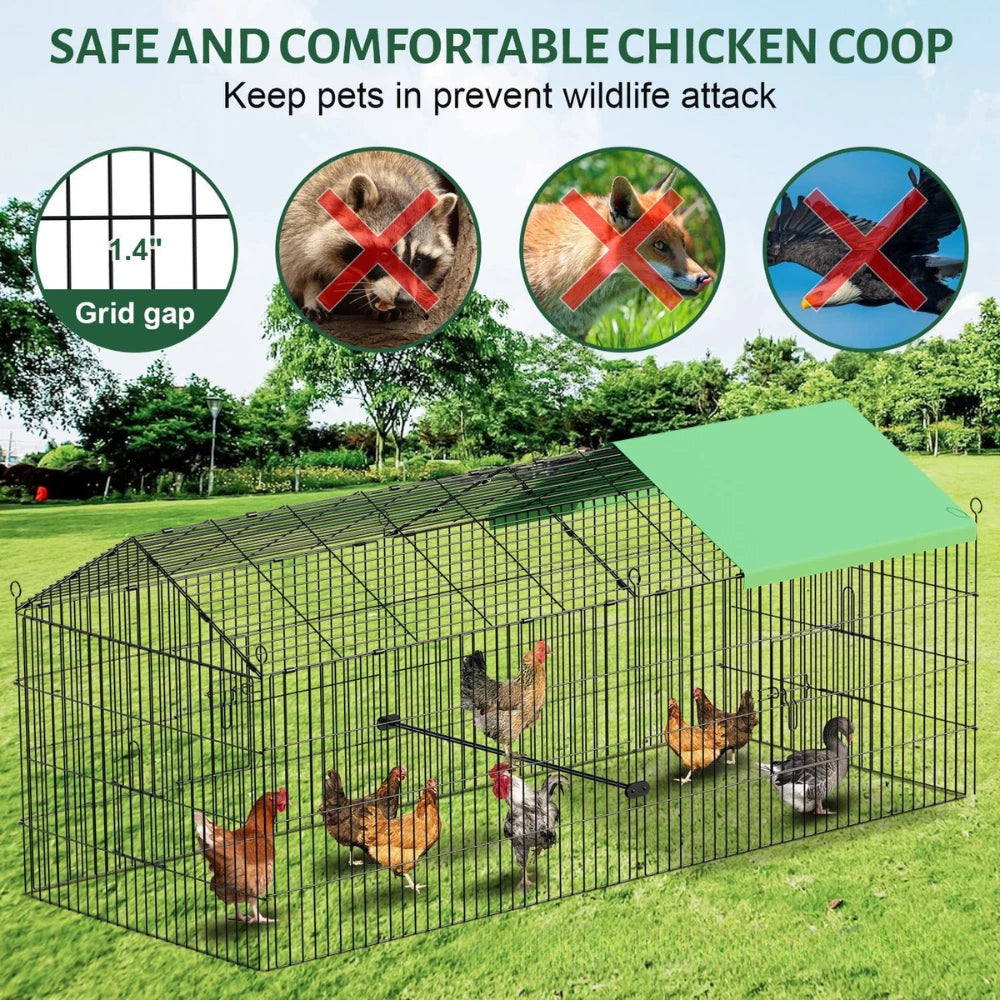1.8M Large Metal Chicken Coop Walk-in Rabbit Hutch Run Cage Freerange Hen House