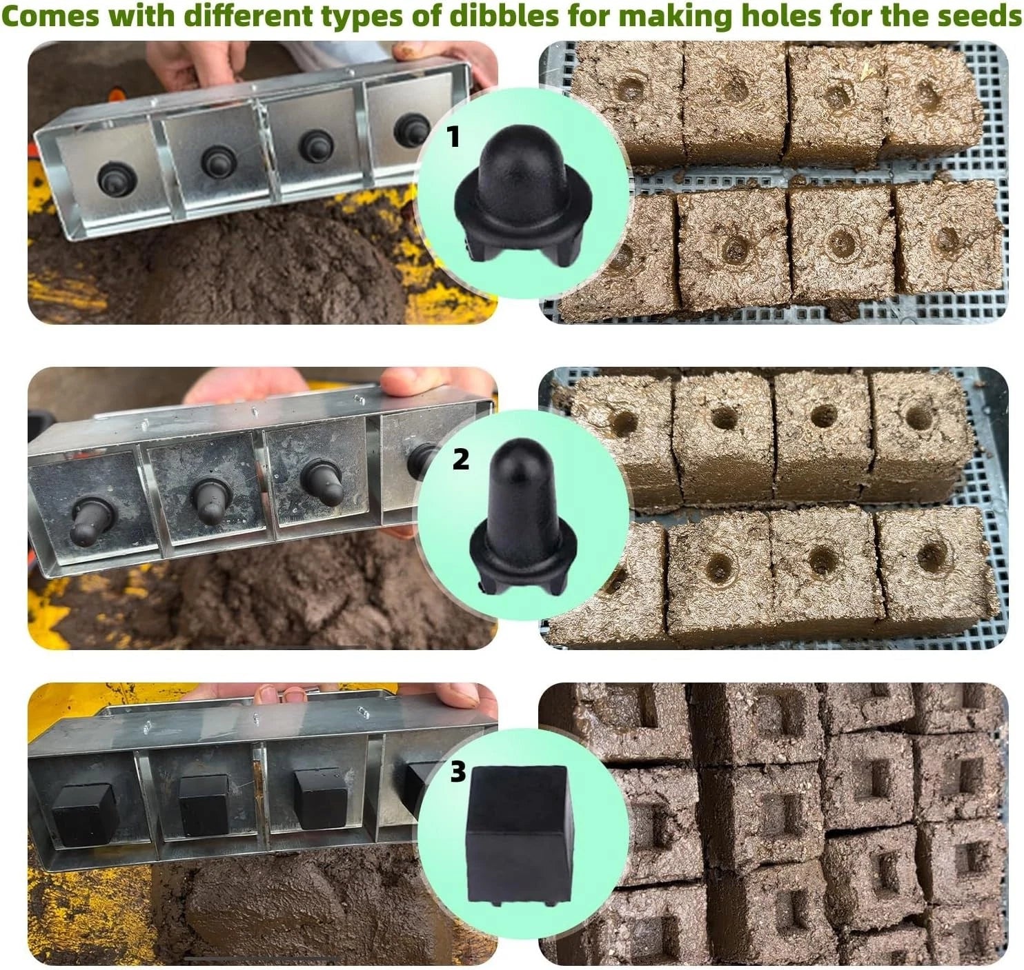 4 Cell Soil Blocker Seed Starting Tool Manual Garden Propagation Maker for Seedlings
