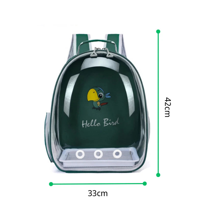 Portable Bird Carrier Cage Backpack Travel Parrot Bag Outdoor Clear Ventilated