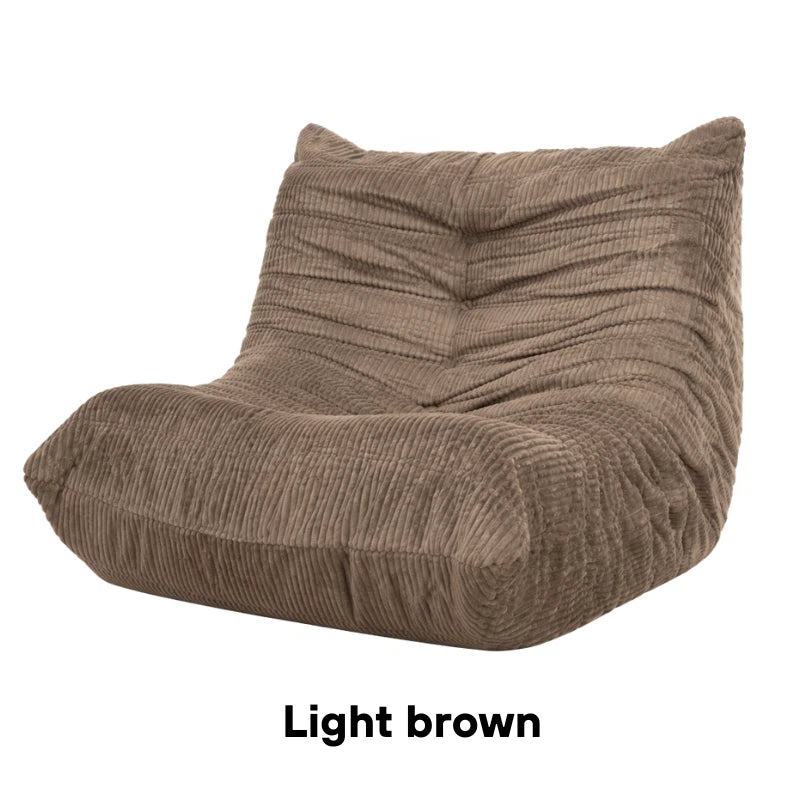 Single Bean Bag Chair Togo Style Lazy Sofa Foam Recliner Caterpillar Couch
