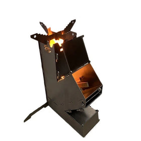 Rocket Stove Portable Wood Fire Burning Outdoor Camping Backyard Cooking BBQ