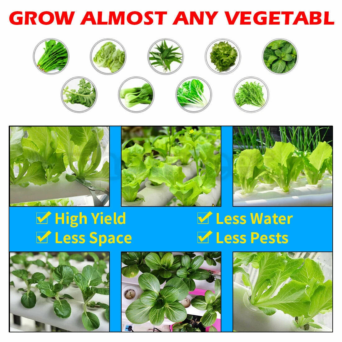 45/90/108/144 Sites Hydroponic NFT Grow System with Timer Water Tank Vegetable Planting Kit