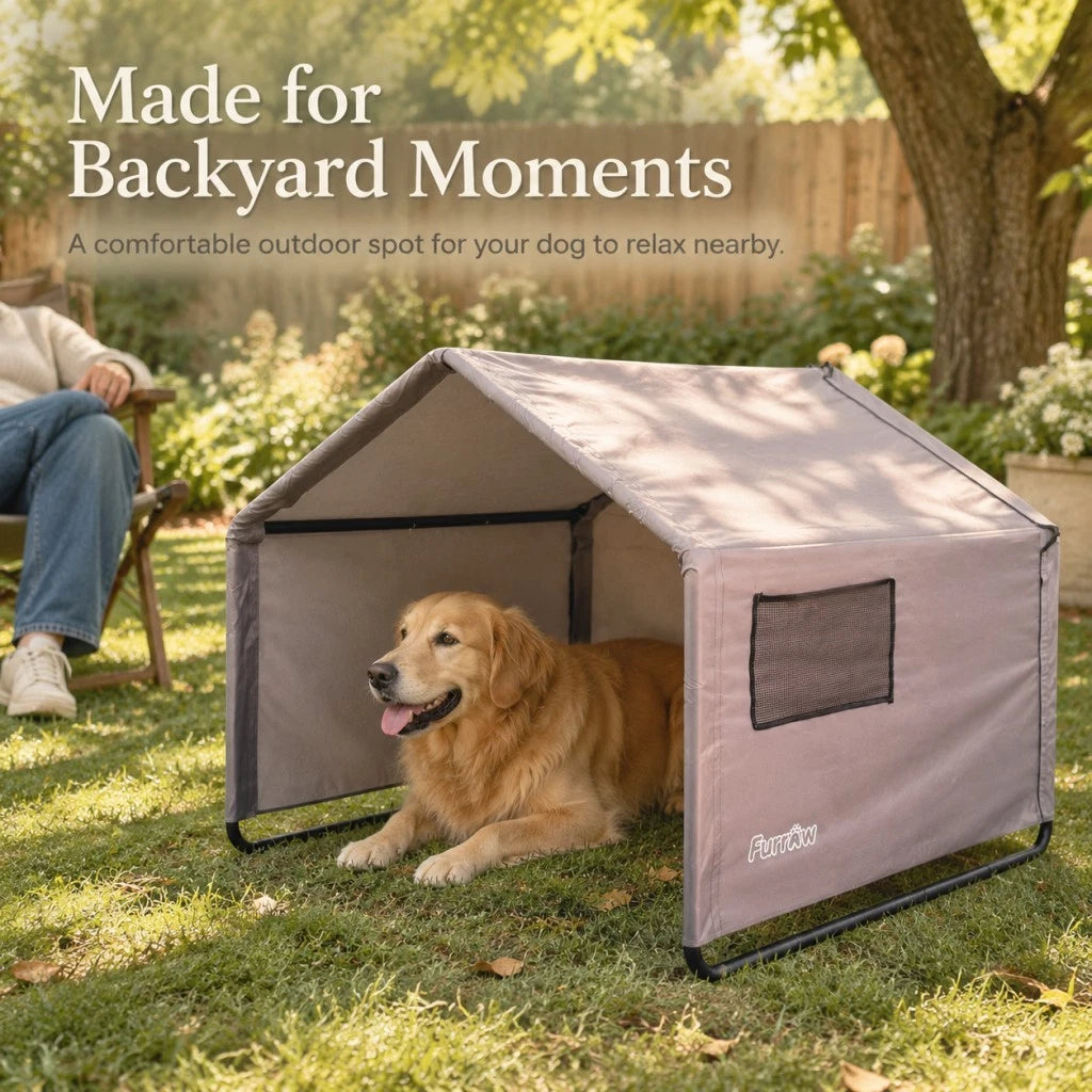FURRAW 120x120x100cmOutdoor Dog Shade Tent Waterproof Canopy Pet Shelter with Windows