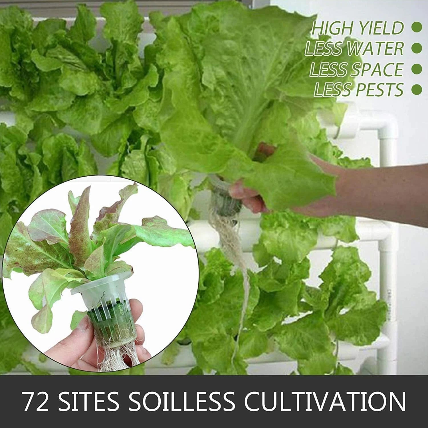 36/72 Plant Sites Aeroponics Hydroponic Grow Kit NFT System for Vegetables & Herbs