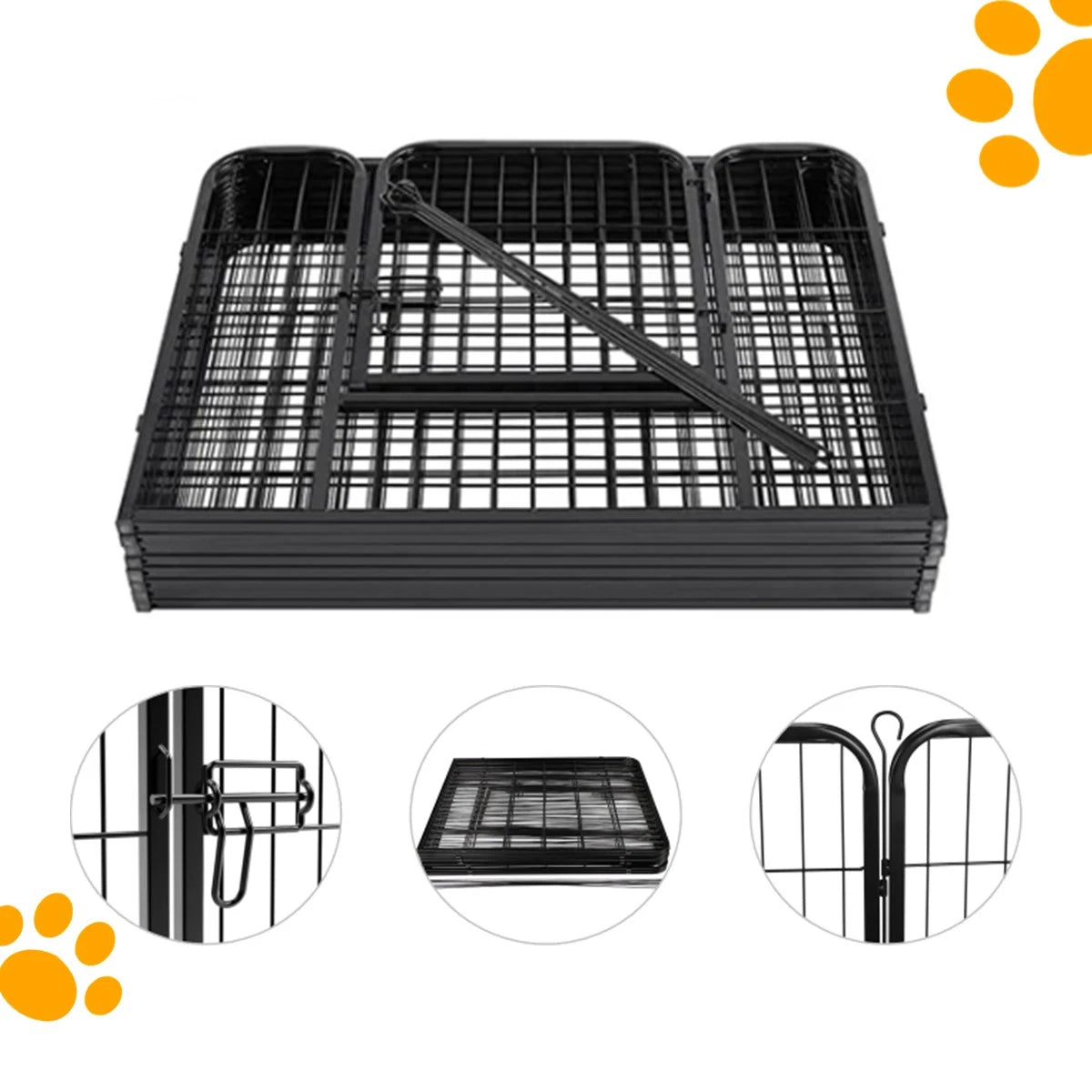 Foldable Pet Metal Playpen Enclosure Cage 8 Panels Puppy Rabbit Play Fence 40 In