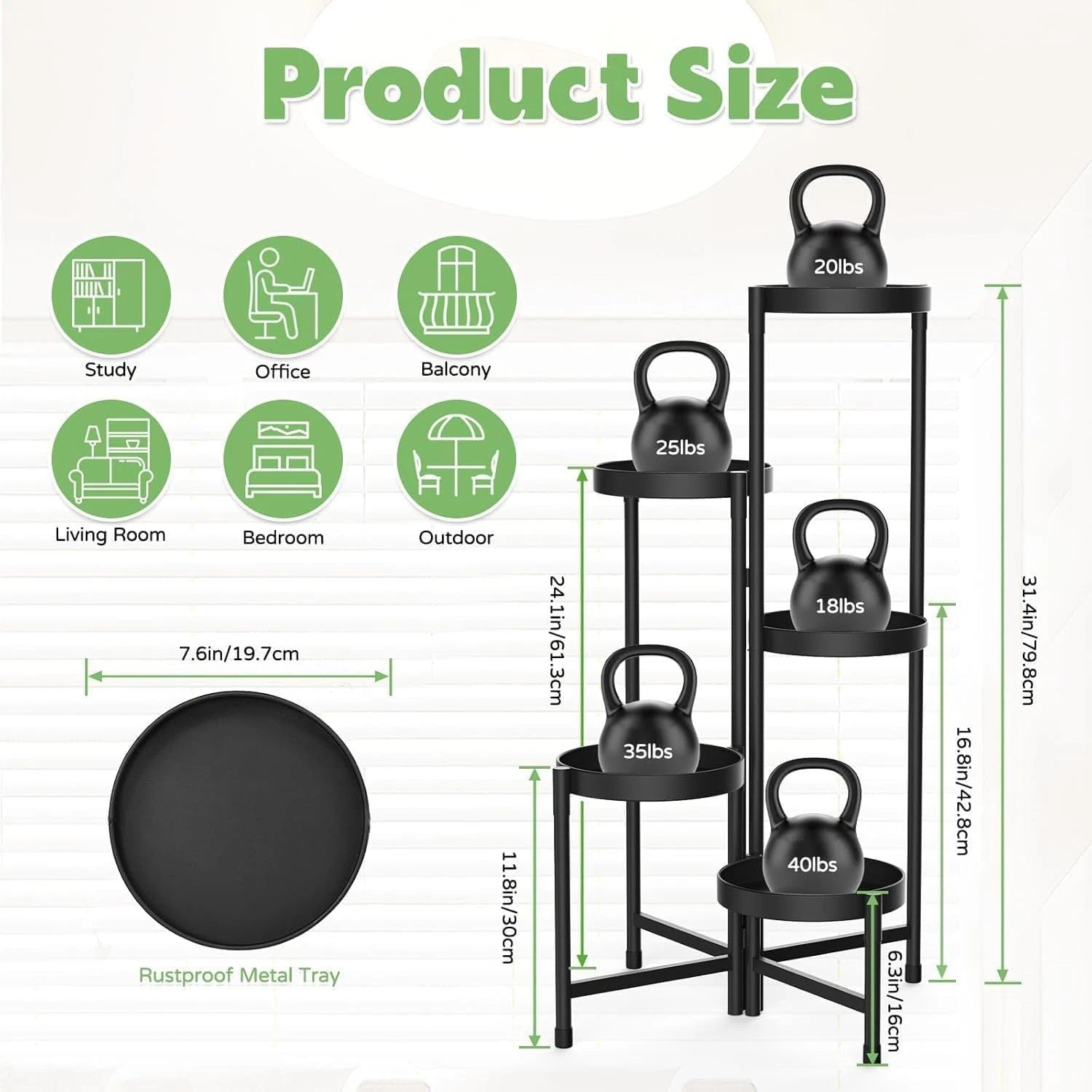 5 Tier Metal Plant Stand Foldable Shelf Flower Pot Holder Garden Balcony Outdoor