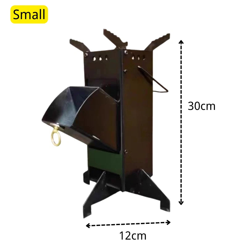 Rocket Stove Portable Wood Fire Burning Outdoor Camping Backyard Cooking BBQ