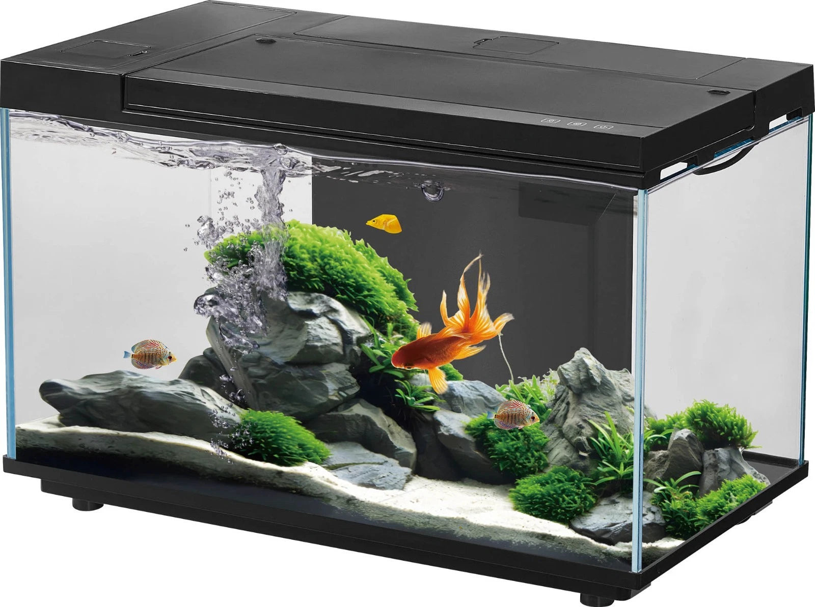 Aquarium Fish Tank LED Light Filter Pump Complete Set Ultra-Clear Glass 20L