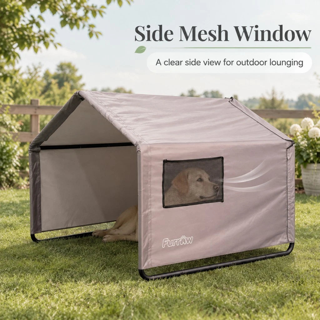 FURRAW 120x120x100cmOutdoor Dog Shade Tent Waterproof Canopy Pet Shelter with Windows
