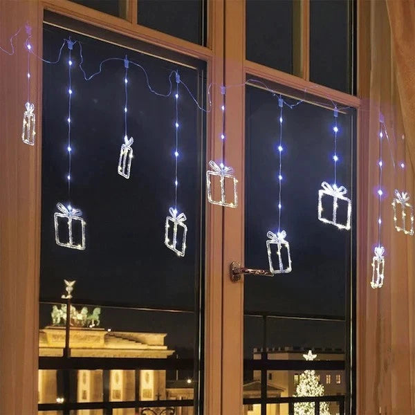 5M Christmas Lights Icicle String Light with Hanging Gift Box 160 LED Waterproof