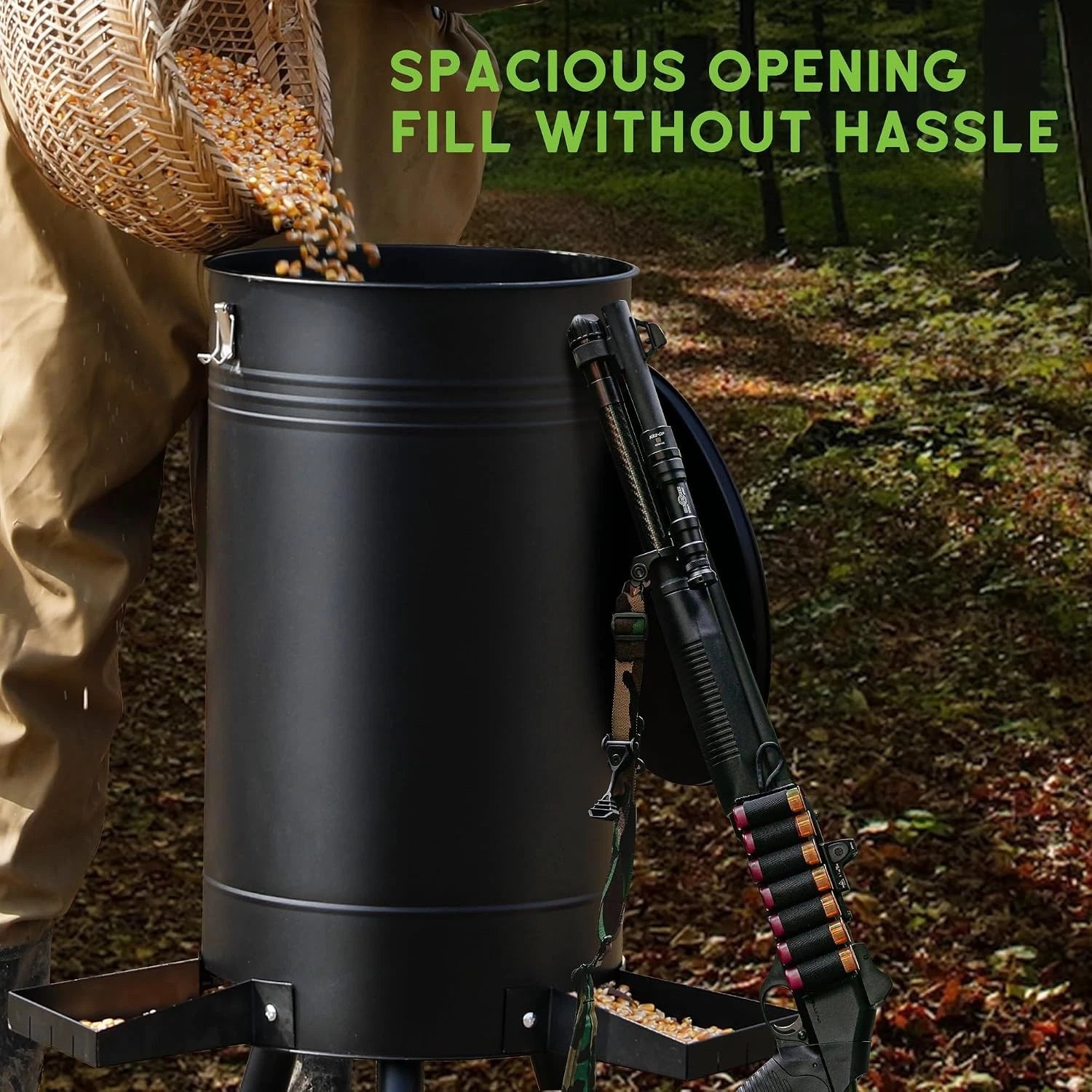 50-75 LB Deer Feeder Weatherproof Auto Dispenser with 3 Feeding Tray Wildlife