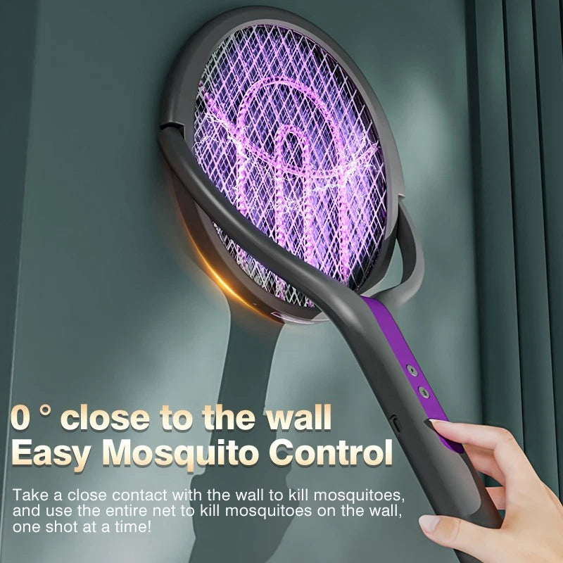 3 In 1 Electric USB Rechargable Racket Fly Swatter Mosquito Insect Killer Zapper