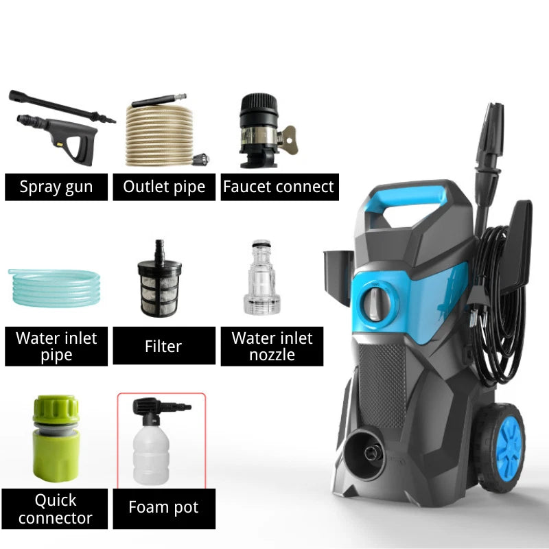 1400W Electric Pressure Washer High Power Cleaner Adjustable Spray Gun 10m Hose